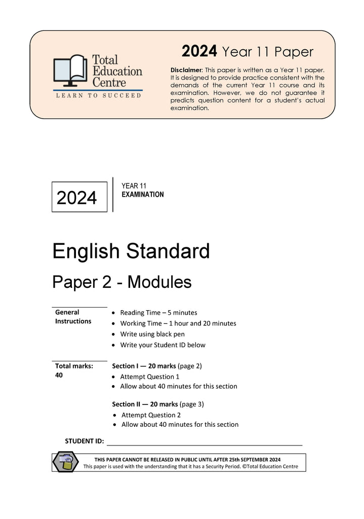 2024 English Standard Year 11 - Paper 2 Modules | Total Education Centre