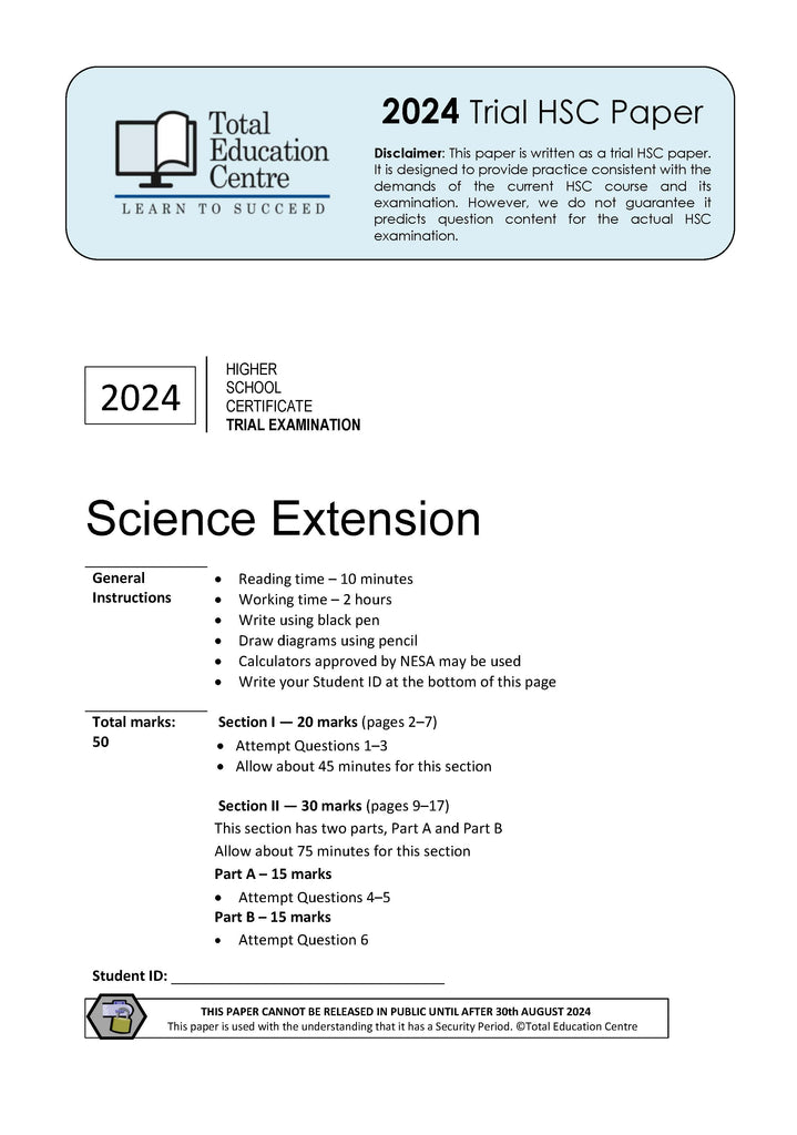 2024 Trial HSC Science Extension paper | Total Education Centre