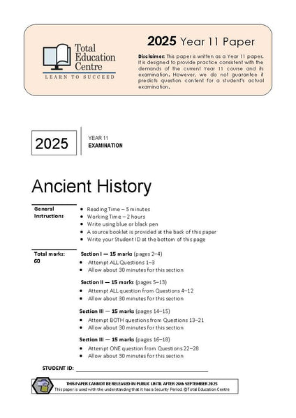 2025 Ancient History Year 11