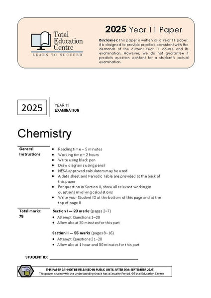 2025 Chemistry Year 11