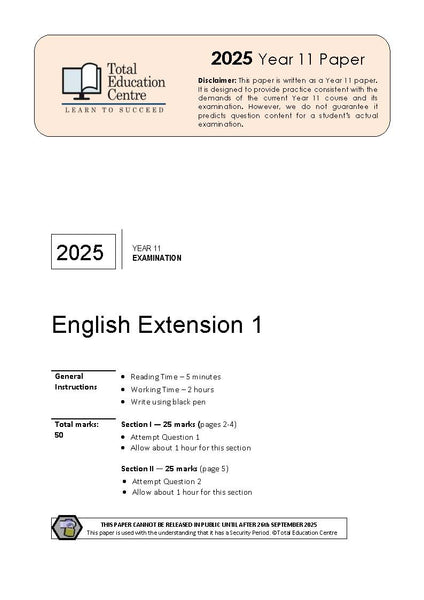 2025 English Extension 1 Yr 11