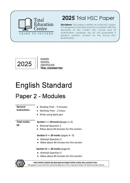 2025 Trial HSC English Standard Modules Paper 2