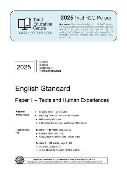 2025 Trial HSC English Standard Paper 1