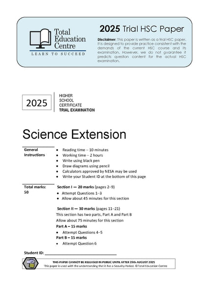 2025 Trial HSC Science Extension paper