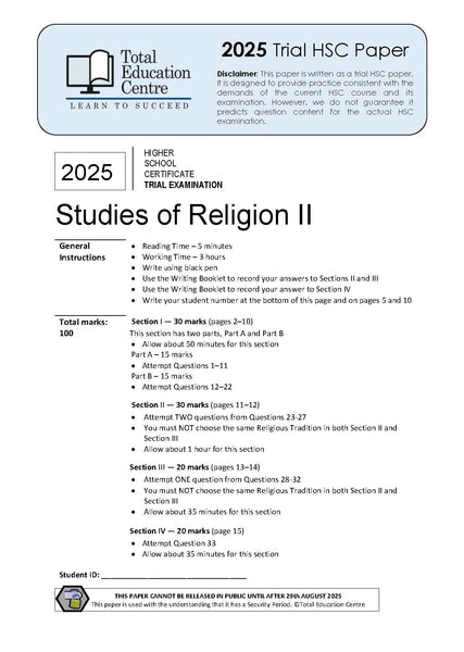 2025 Trial HSC Studies of Religion II