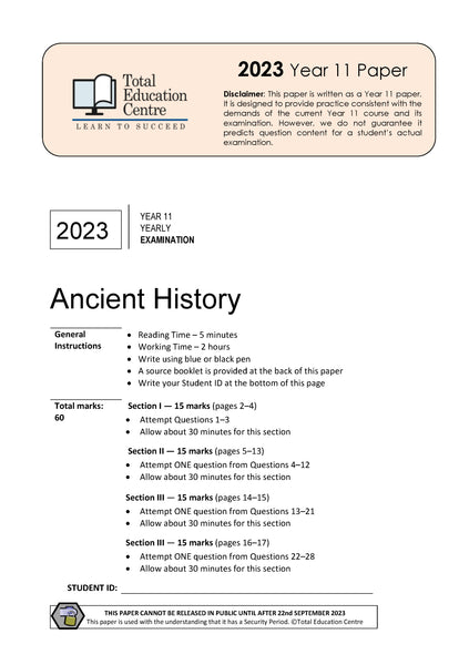 2023 Ancient History Year 11