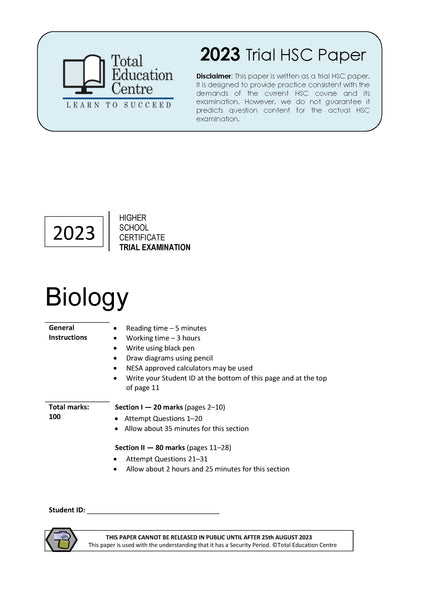 2023 Trial HSC Biology paper | Total Education Centre