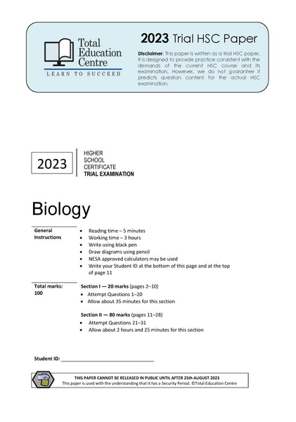 2023 Trial HSC Biology paper