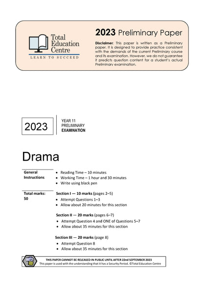 2023 Preliminary (Yr 11) Drama