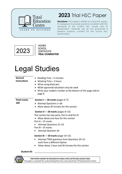 2023 Trial HSC Legal Studies