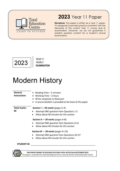 2023 Modern History Year 11