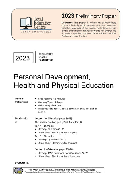 2023 Preliminary (Yr 11) PDHPE