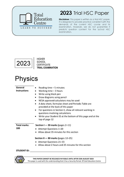 2023 Trial HSC Physics paper