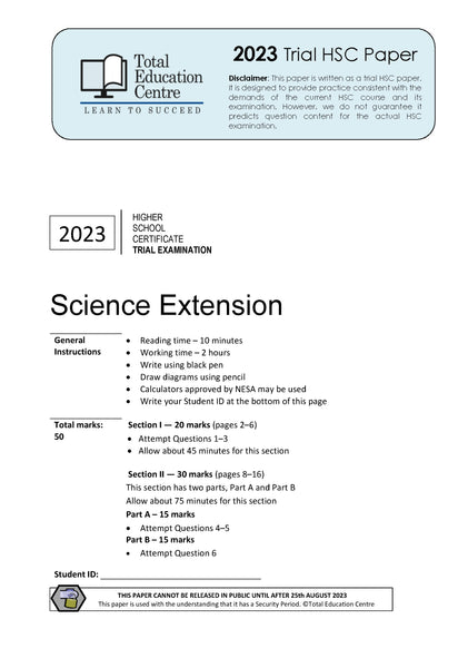 2023 Trial HSC Science Extension paper