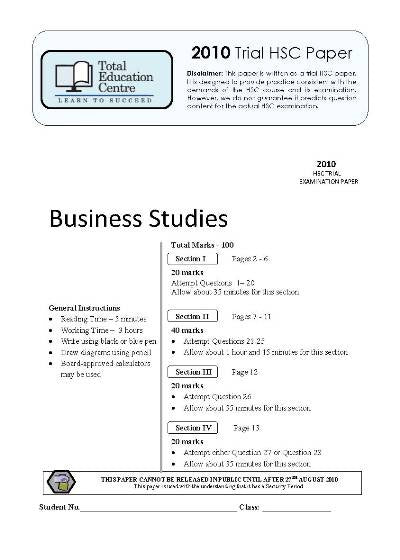 2010 Trial HSC Business Studies