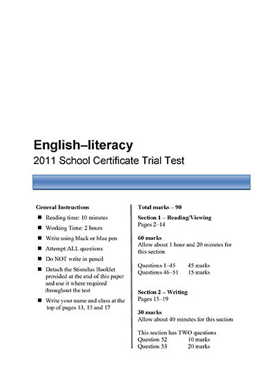 2011 Year 10 RoSA English Examination
