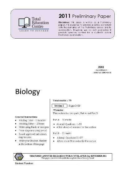 2011 Preliminary Biology (Yr 11)