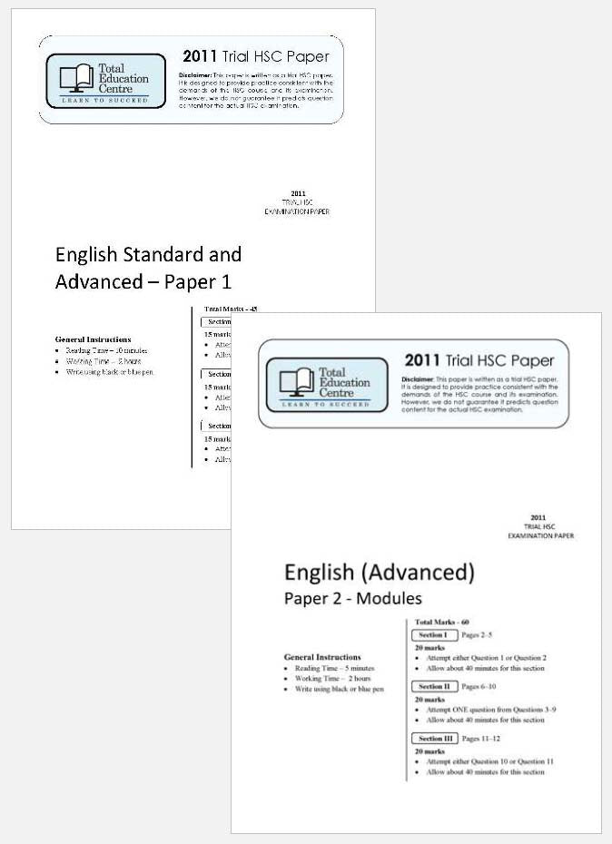 2011 Trial B HSC English Advanced Papers 1 & 2