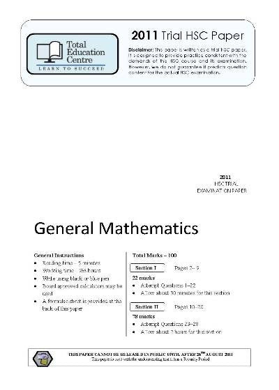 2011 Trial HSC General Mathematics