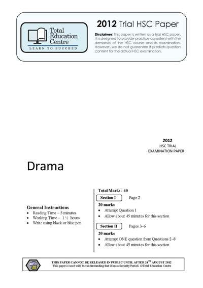 2012 Trial HSC Drama