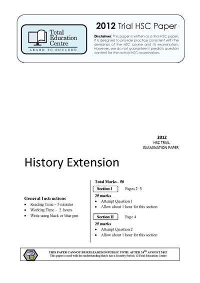 2012 Trial HSC Extension History