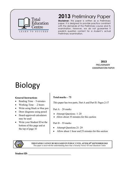 2013 Preliminary Biology (Yr 11)