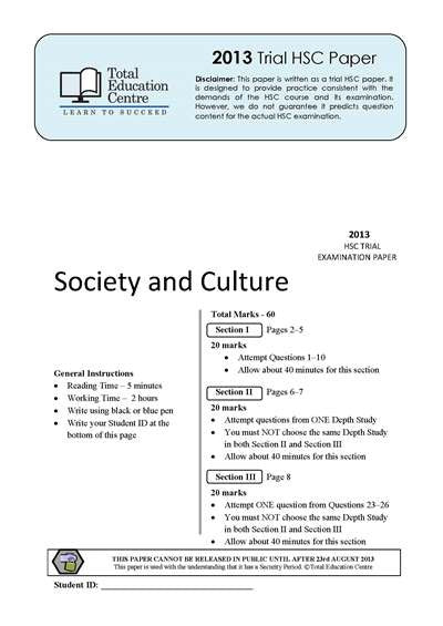 2013 Trial HSC Society and Culture