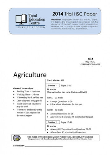 2014 Trial HSC Agriculture paper