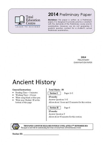 2014 Trial Prelim (Yr 11) Ancient History
