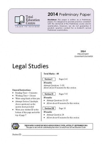 2014 Trial Prelim (Yr 11) Legal Studies