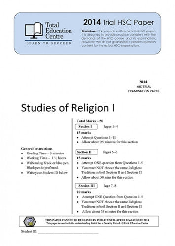 2014 Trial HSC Studies of Religion 1
