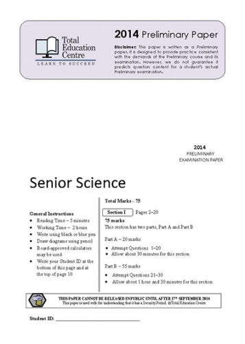 2014 Preliminary Senior Science (Yr 11)
