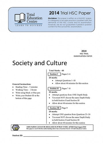 2014 Trial HSC Society and Culture