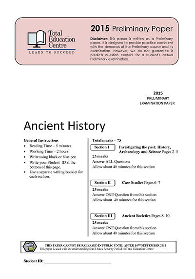 2015 Trial Prelim (Yr 11) Ancient History