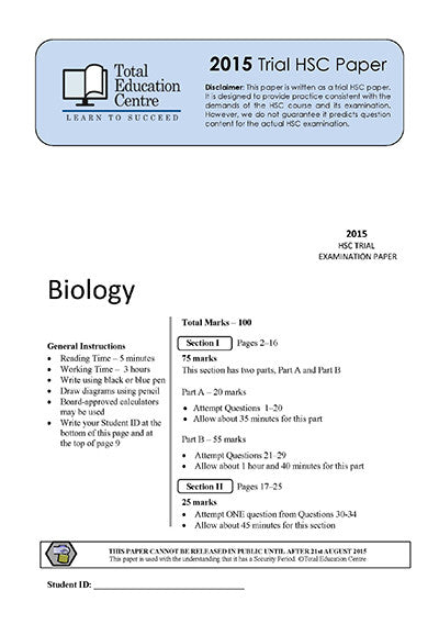 2015 Trial HSC Biology paper