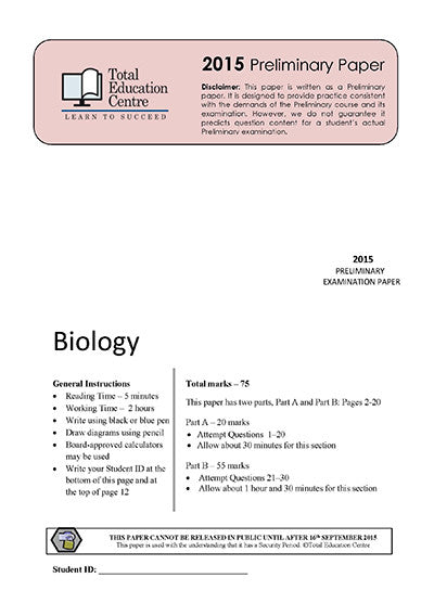 2015 Preliminary Biology (Yr 11)