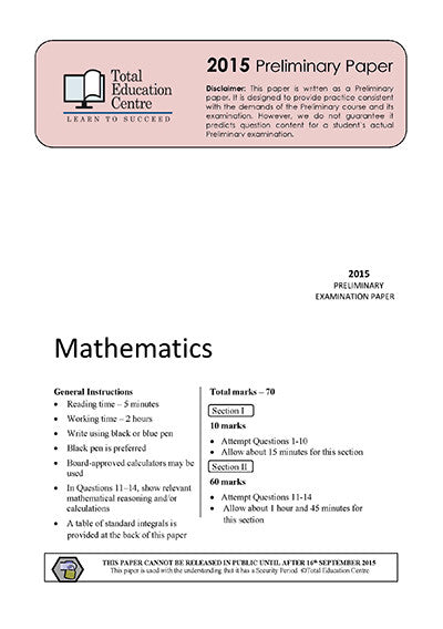 Preamier Math 2015 Preliminary Mathematics (Yr 11) | Total Education Centre