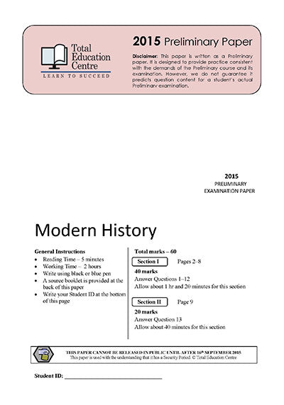 2015 Trial Prelim (Yr 11) Modern History
