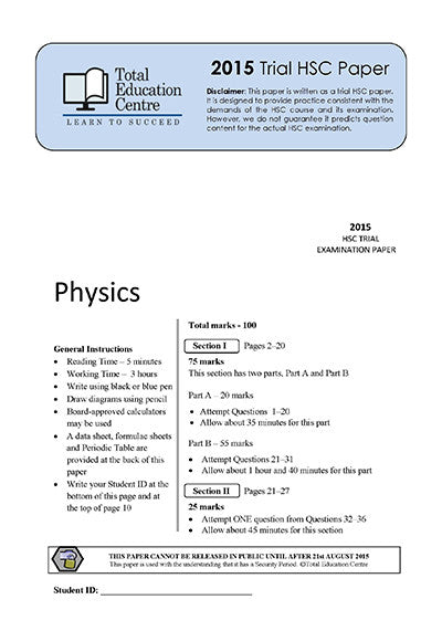 2015 Trial HSC Physics paper