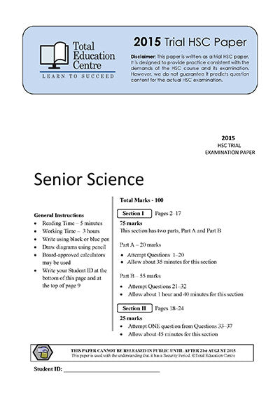 2015 Trial HSC Senior Science paper