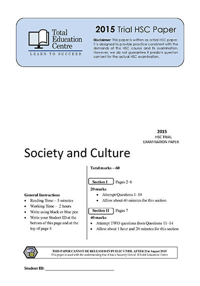 2015 Trial HSC Society and Culture