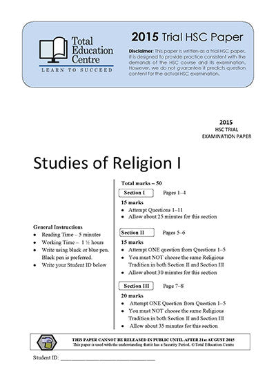 2015 Trial HSC Studies of Religion 1