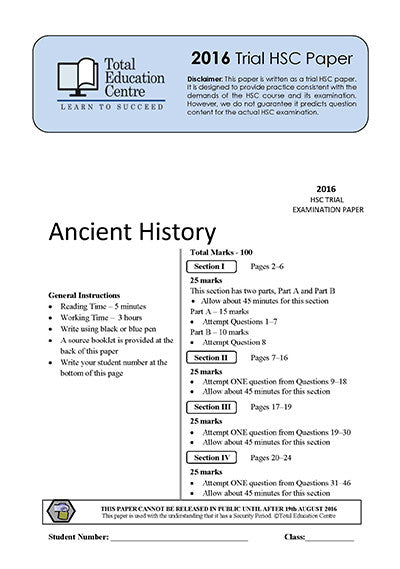2016 Trial HSC Ancient History