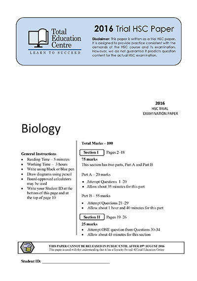 2016 Trial HSC Biology paper