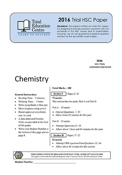 2016 Trial HSC Chemistry paper