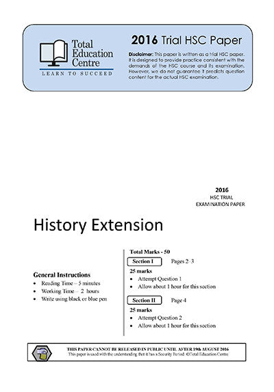 2016 Trial HSC Extension History