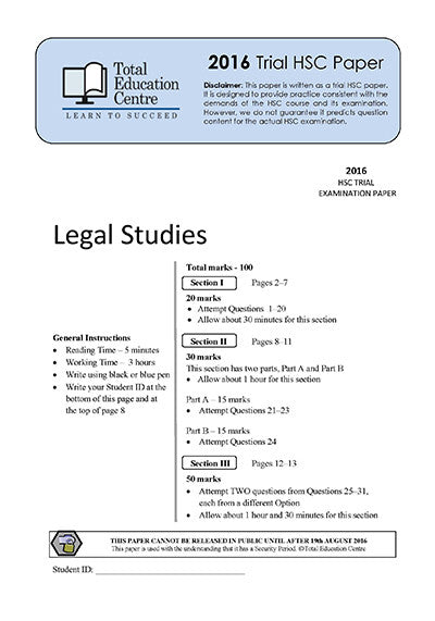 2016 Trial HSC Legal Studies