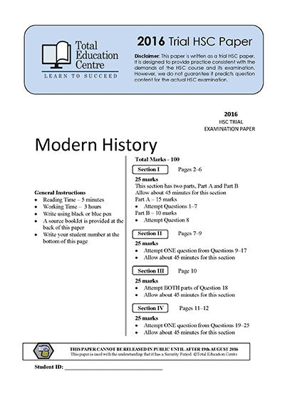 2016 Trial HSC Modern History