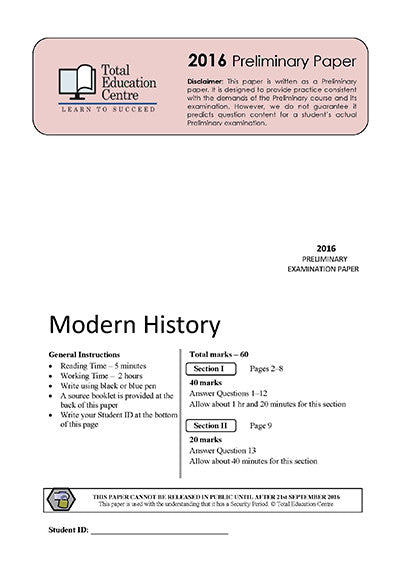 2016 Trial Prelim (Yr 11) Modern History