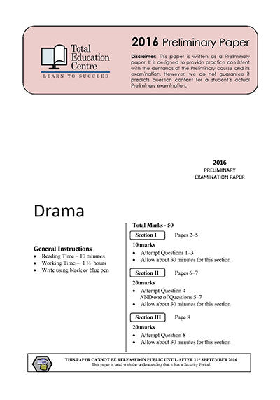 2016 Trial Preliminary (Yr 11) Drama